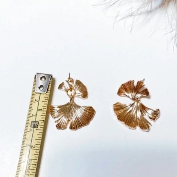 Double Leaf Statement Earrings - Picture 2 of 5